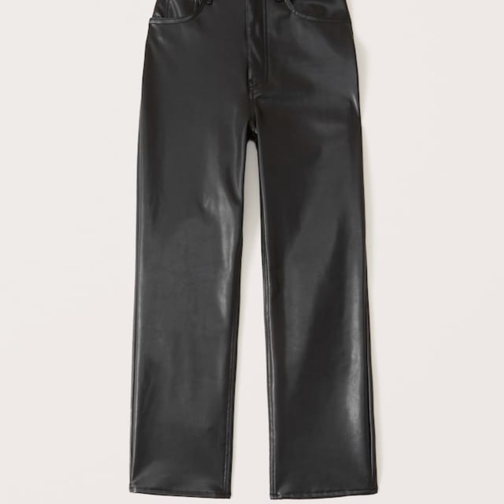 Abercrombie black Vegan Leather Ankle Straight Pants